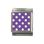 Polka Dots - White on Dark Lavender Violet Italian Charm (13mm)
