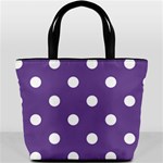 Polka Dots - White on Dark Lavender Violet Bucket Bag