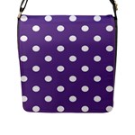 Polka Dots - White on Dark Lavender Violet Flap Closure Messenger Bag (L)