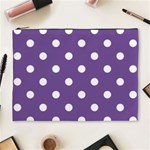 Polka Dots - White on Dark Lavender Violet Cosmetic Bag (XL)