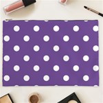 Polka Dots - White on Dark Lavender Violet Cosmetic Bag (XXL)