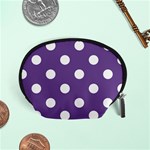 Polka Dots - White on Dark Lavender Violet Accessory Pouch (Small)