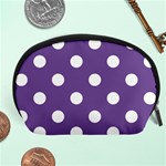 Polka Dots - White on Dark Lavender Violet Accessory Pouch (Large)
