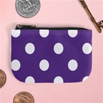 Polka Dots - White on Dark Lavender Violet Mini Coin Purse