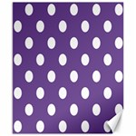 Polka Dots - White on Dark Lavender Violet Canvas 8  x 10 