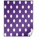 Polka Dots - White on Dark Lavender Violet Canvas 11  x 14 