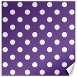 Polka Dots - White on Dark Lavender Violet Canvas 12  x 12 
