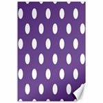 Polka Dots - White on Dark Lavender Violet Canvas 12  x 18 