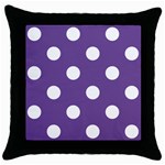Polka Dots - White on Dark Lavender Violet Throw Pillow Case (Black)
