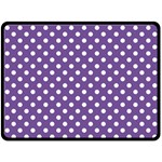 Polka Dots - White on Dark Lavender Violet Fleece Blanket (Large) (One Side)