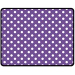 Polka Dots - White on Dark Lavender Violet Double Sided Fleece Blanket (Medium) (Two Sides)