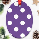 Polka Dots - White on Dark Lavender Violet Oval Ornament (Two Sides)