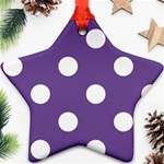 Polka Dots - White on Dark Lavender Violet Star Ornament (Two Sides)