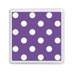 Polka Dots - White on Dark Lavender Violet Memory Card Reader with Storage (Square)