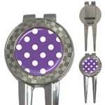 Polka Dots - White on Dark Lavender Violet 3-in-1 Golf Divot