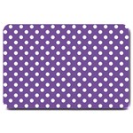 Polka Dots - White on Dark Lavender Violet Large Doormat