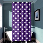 Polka Dots - White on Dark Lavender Violet Shower Curtain 36  x 72  (Stall)