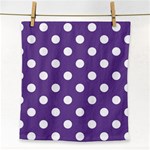 Polka Dots - White on Dark Lavender Violet Face Towel