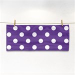 Polka Dots - White on Dark Lavender Violet Hand Towel