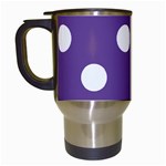 Polka Dots - White on Dark Lavender Violet Travel Mug (White)