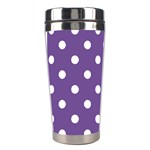 Polka Dots - White on Dark Lavender Violet Stainless Steel Travel Tumbler