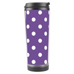 Polka Dots - White on Dark Lavender Violet Travel Tumbler