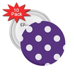 Polka Dots - White on Dark Lavender Violet 2.25  Button (10 pack)