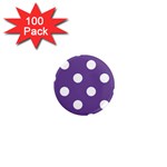 Polka Dots - White on Dark Lavender Violet 1  Mini Magnet (100 pack)