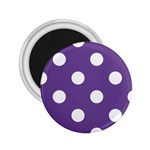 Polka Dots - White on Dark Lavender Violet 2.25  Magnet