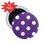 Polka Dots - White on Dark Lavender Violet 2.25  Magnet (10 pack)