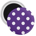Polka Dots - White on Dark Lavender Violet 3  Magnet