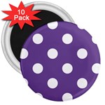 Polka Dots - White on Dark Lavender Violet 3  Magnet (10 pack)