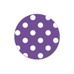 Polka Dots - White on Dark Lavender Violet Magnet 3  (Round)