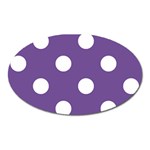 Polka Dots - White on Dark Lavender Violet Magnet (Oval)