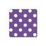 Polka Dots - White on Dark Lavender Violet Magnet (Square)