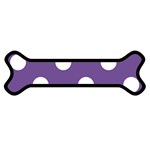 Polka Dots - White on Dark Lavender Violet Magnet (Dog Bone)