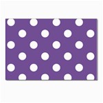 Polka Dots - White on Dark Lavender Violet Postcard 4  x 6 