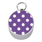 Polka Dots - White on Dark Lavender Violet Silver Compass (Mini)