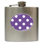 Polka Dots - White on Dark Lavender Violet Hip Flask (6 oz)