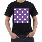 Polka Dots - White on Dark Lavender Violet Men s T-Shirt (Black)