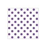 Polka Dots - Dark Lavender Violet on White Satin Bandana Scarf