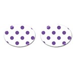 Polka Dots - Dark Lavender Violet on White Cufflinks (Oval)