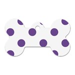 Polka Dots - Dark Lavender Violet on White Dog Tag Bone (One Side)