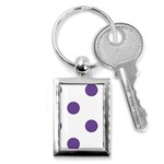 Polka Dots - Dark Lavender Violet on White Key Chain (Rectangle)