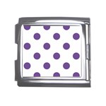 Polka Dots - Dark Lavender Violet on White Mega Link Italian Charm (18mm)