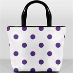 Polka Dots - Dark Lavender Violet on White Bucket Bag