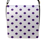Polka Dots - Dark Lavender Violet on White Flap Closure Messenger Bag (L)