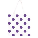 Polka Dots - Dark Lavender Violet on White Grocery Light Tote Bag