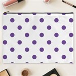Polka Dots - Dark Lavender Violet on White Cosmetic Bag (XXXL)