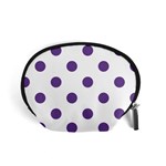 Polka Dots - Dark Lavender Violet on White Accessory Pouch (Small)